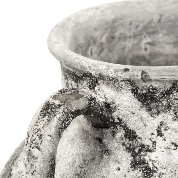 Zentique Distressed Grey Terracotta Vase Large W18xH21xD16, Rustic Hand-Textured Accent for Modern Farmhouse Interiors 14A128