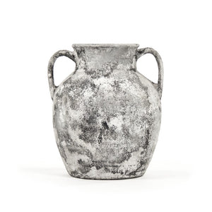 Zentique Distressed Grey Terracotta Vase Large W18xH21xD16, Rustic Hand-Textured Accent for Modern Farmhouse Interiors 14A128