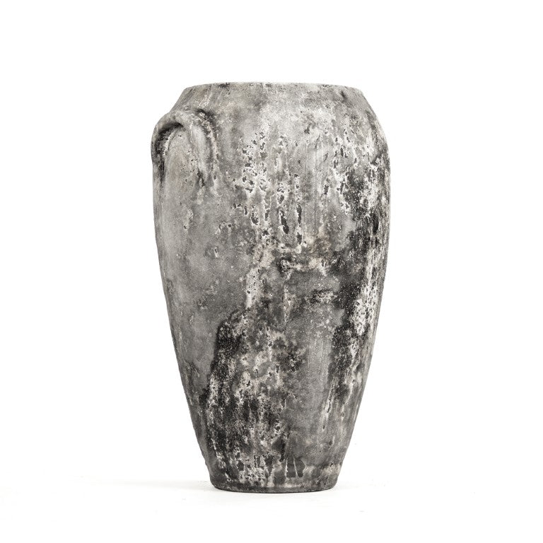 Zentique Distressed Grey Terracotta Vase Large 27cm Rustic Farmhouse Decor for Dried Flowers & Pampas Grass 14A129L