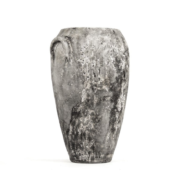 Zentique Distressed Grey Terracotta Vase Large 27cm Rustic Farmhouse Decor for Dried Flowers & Pampas Grass 14A129L