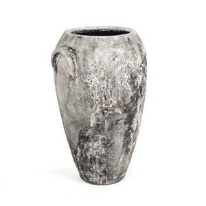 Zentique Distressed Grey Terracotta Vase Large 27cm Rustic Farmhouse Decor for Dried Flowers & Pampas Grass 14A129L