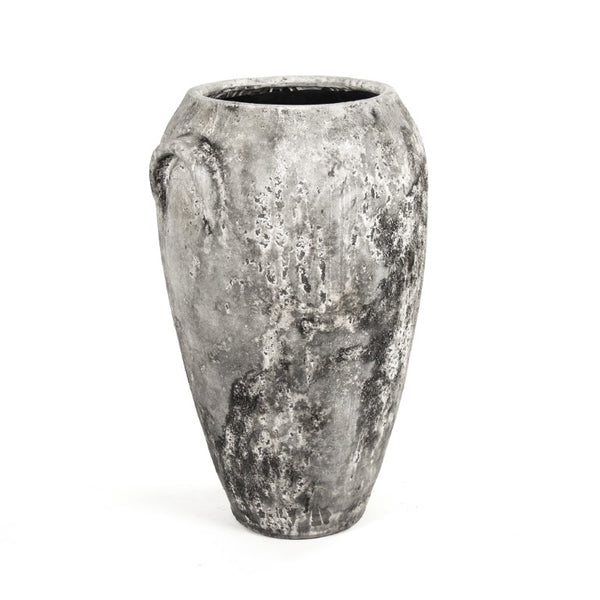 Zentique Distressed Grey Terracotta Vase Large 27cm Rustic Farmhouse Decor for Dried Flowers & Pampas Grass 14A129L
