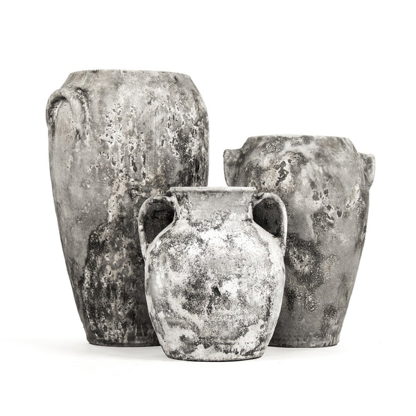 Zentique Distressed Grey Large Vase - Rustic Terracotta Decor For Modern Elegance In Any Room Setting Distressed Grey Terracotta 14a129l