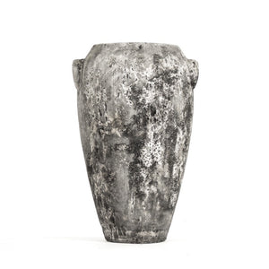 Zentique Distressed Grey Terracotta Vase Large 27cm Rustic Farmhouse Decor for Dried Flowers & Pampas Grass 14A129L