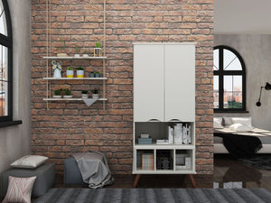 Manhattan Comfort Hampton Mid-Century Modern Cabinet Off White 14PMC6