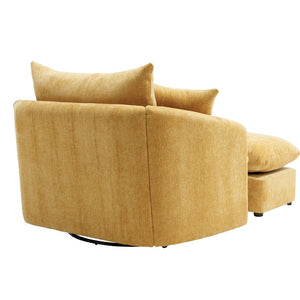 English Elm 360° 360 Swivel Oversized Chenille Armchair with Pocket Spring Seat and Three Throw Pillows Yellow W1361S00091