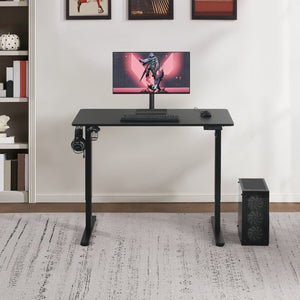 OSP Home Furnishings Primo Electric Standing Desk with Led Lighting Steel Frame and Built-in Cable Management PMO4824GD-BCF