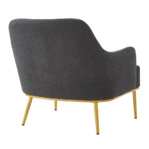 English Elm Modern Chenille Armchair with Curved Back Gold Legs Plush Accent Seat for Any Room Dark Gray N763P360684R