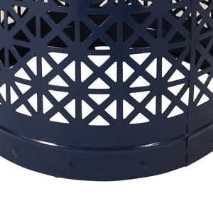 English Elm Christopher Knight Home® - CRANBROOK Side Table with Lace-Cut Powder-Coated Metal Frame and Tile Mosaic Top for Patio Elegance Dark Blue 70510.00DBLU