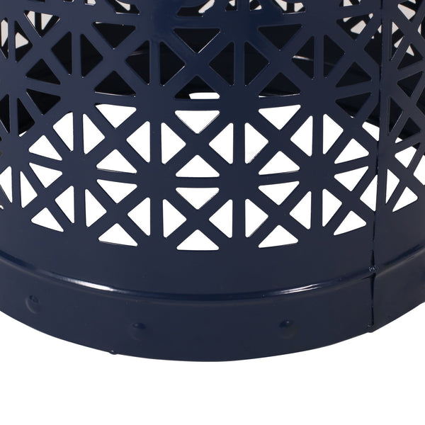English Elm Christopher Knight Home® - CRANBROOK Side Table with Lace-Cut Powder-Coated Metal Frame and Tile Mosaic Top for Patio Elegance Dark Blue 70510.00DBLU