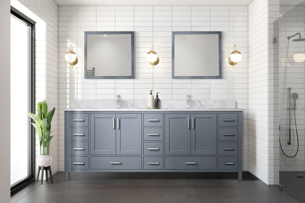 English Elm Dark Grey Double Bath Vanity – Spacious 84" Design With Soft-Close Drawers & Durable Storage Solutions B2731P258970