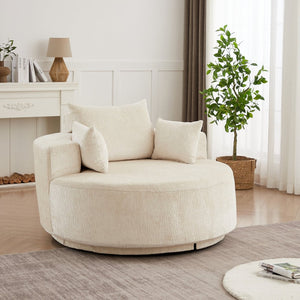 English Elm 55''l 55'l Chenille Foam Swivel Lounge Chair Plush 360 Rotation Modern Seating for Any Room W834S00595