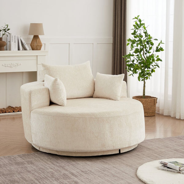 English Elm 55''l 55'l Chenille Foam Swivel Lounge Chair Plush 360 Rotation Modern Seating for Any Room W834S00595