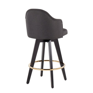 English Elm Fixed-height Swivel Counter Stools with Faux Leather Seats and Chrome Footrest Set of 2 Charcoal B202S02146
