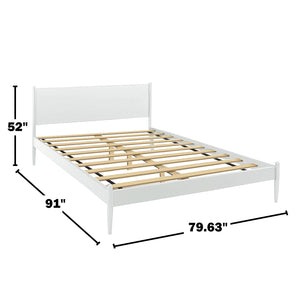 English Elm Mid-Century California King Wooden Platform Bed - Stylish White Finish, Durable Design & Comfort B016S00032