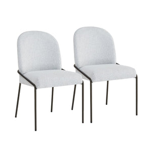 English Elm Modern Curved High Back Dining Chairs with Bronze Iron Frame Linen Upholstery Set of 2 N762P288935E