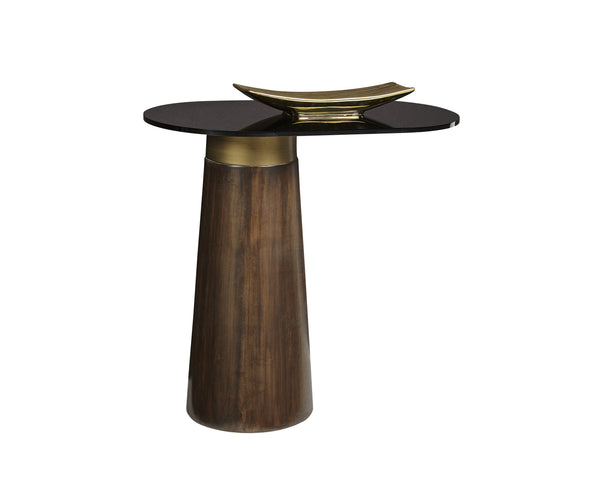 Sunpan Lamont Side Table - Unique Black Glass & Dark Brown Concrete End Table for Modern Indoor Spaces