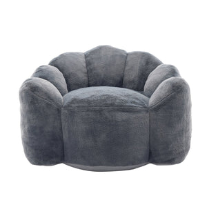 English Elm Lotus memory foam bean bag sofa with pull ring — anti-fouling faux fur, non-slip base, cozy support Gray W2311P357141