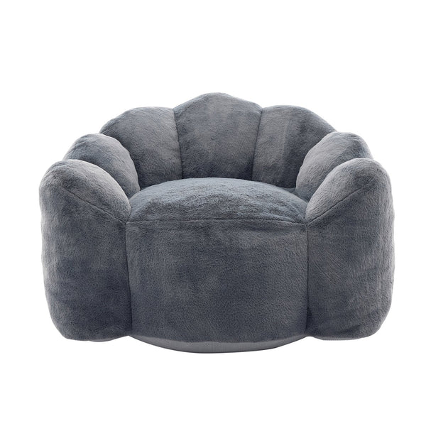 English Elm Lotus memory foam bean bag sofa with pull ring — anti-fouling faux fur, non-slip base, cozy support Gray W2311P357141