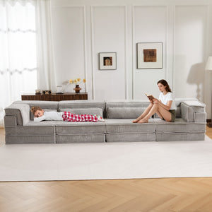 English Elm Compression Boneless Modular Sofa Bed - Versatile, Plush 4-Seater With Pillows, No Assembly Needed! W3723S00032