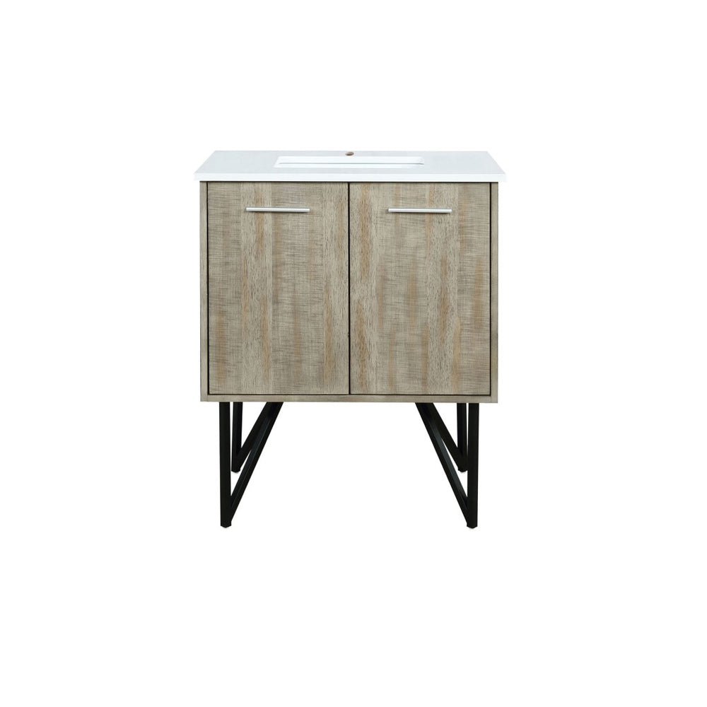 English Elm Rustic Acacia Wood Bath Vanity With White Quartz Top – Modern Design, Durable, Space-Saving Storage B2731P259598-GIGA