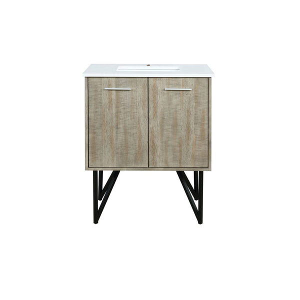 English Elm Rustic Acacia Wood Bath Vanity With White Quartz Top – Modern Design, Durable, Space-Saving Storage B2731P259598-GIGA