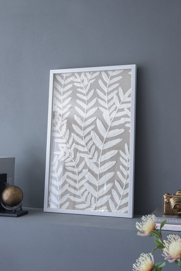 English Elm S/2 Estella Paper Floral Shadow Box Wall Decor Set of 2 — White Frames on Beige Backing, Feminine Accent (33.9" H) W2078P205313