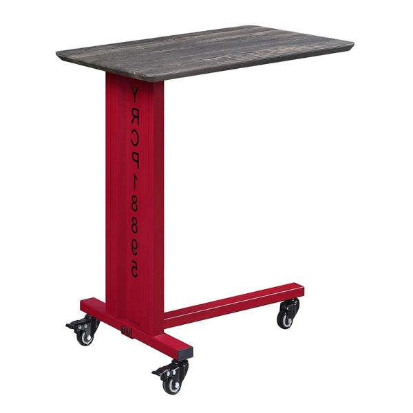 English Elm Red Industrial Accent Table with Wheels & Matching Wall Shelf – Cargo Container Style, Metal Wood Blend B062P186442