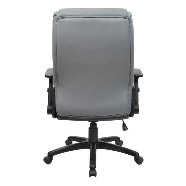 OSP Home Furnishings Exec High Back Bonded Leather Office Chair with Lumbar Support and Pneumatic Lift Grey EC93580-EC42