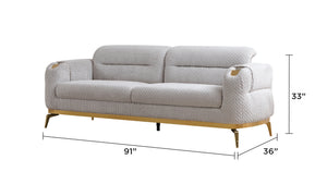 English Elm Zoe Plush cut chenille sofa with gold accents and built‑in lumbar support for modern luxury seating Gray G150109334