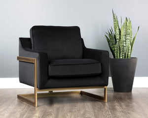 Sunpan Kalmin Lounge Chair - Stylish Deep Seating with Cushioned Back and Rustic Bronze Frame for Comfort Abbington Black