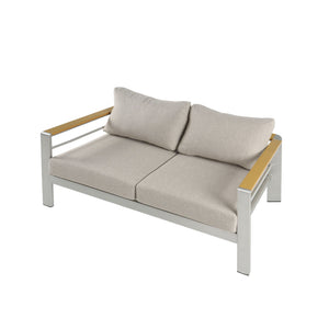English Elm Christopher Knight Home® - Cora Outdoor Aluminum Loveseat - Lightweight, Stylish Silver Frame With Beige Cushion For Comfort N775P210696S