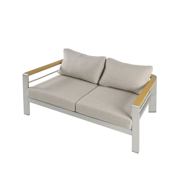 English Elm Christopher Knight Home® - Cora Outdoor Aluminum Loveseat - Lightweight, Stylish Silver Frame With Beige Cushion For Comfort N775P210696S