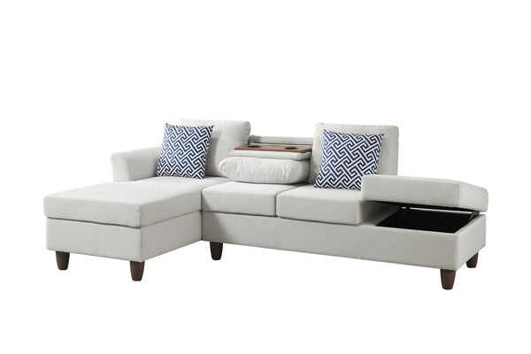 English Elm Hidden Compartment Modular Sectional with Pull Out Drawer and Coordinated Accent Pillows Beige B2730S00064