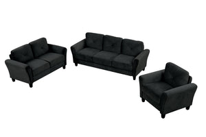 English Elm Couch Luxurious Black Velvet Sectional Set 1+2+3 - Modern Comfort For Stylish Living Spaces! W2121S00011