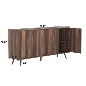 English Elm Sideboard Walnut Credenza with Hexagonal Doors and Adjustable Shelves for Dining Areas W409P327406