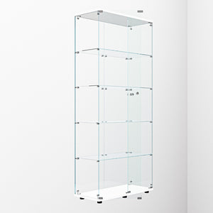 English Elm Tempered Glass Display Cabinet With Paipai Lighting & Locks, Adjustable Feet For Uneven Floors, White W3155S00022-GIGA