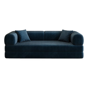 English Elm 78.8" Compression Sofa Convertible Floor Bed with Corduroy Fabric, No-Assembly Modular Futon, Supportive Backrest and Armrests Blue W2824P373438