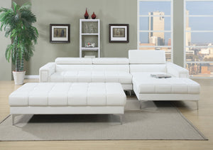 English Elm White Extra Large Bonded Leather Ottoman 66" x33" x17" Cube Pattern Faux Leather Sofa Bench with Metal Legs B011P234379