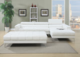 English Elm White Bonded Leather Extra Large Ottoman Metal Legs 1 Piece Ottoman Living Room