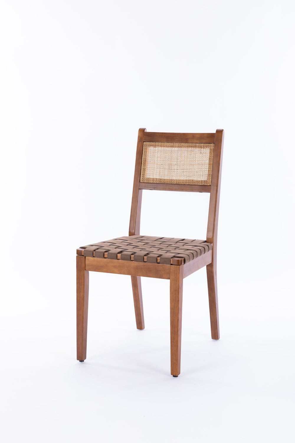 English Elm Rattan Modern Woven Faux Leather Dining Chairs Set of 2 — 18" Solid Wood Frame, Breathable Comfort W1762P187627