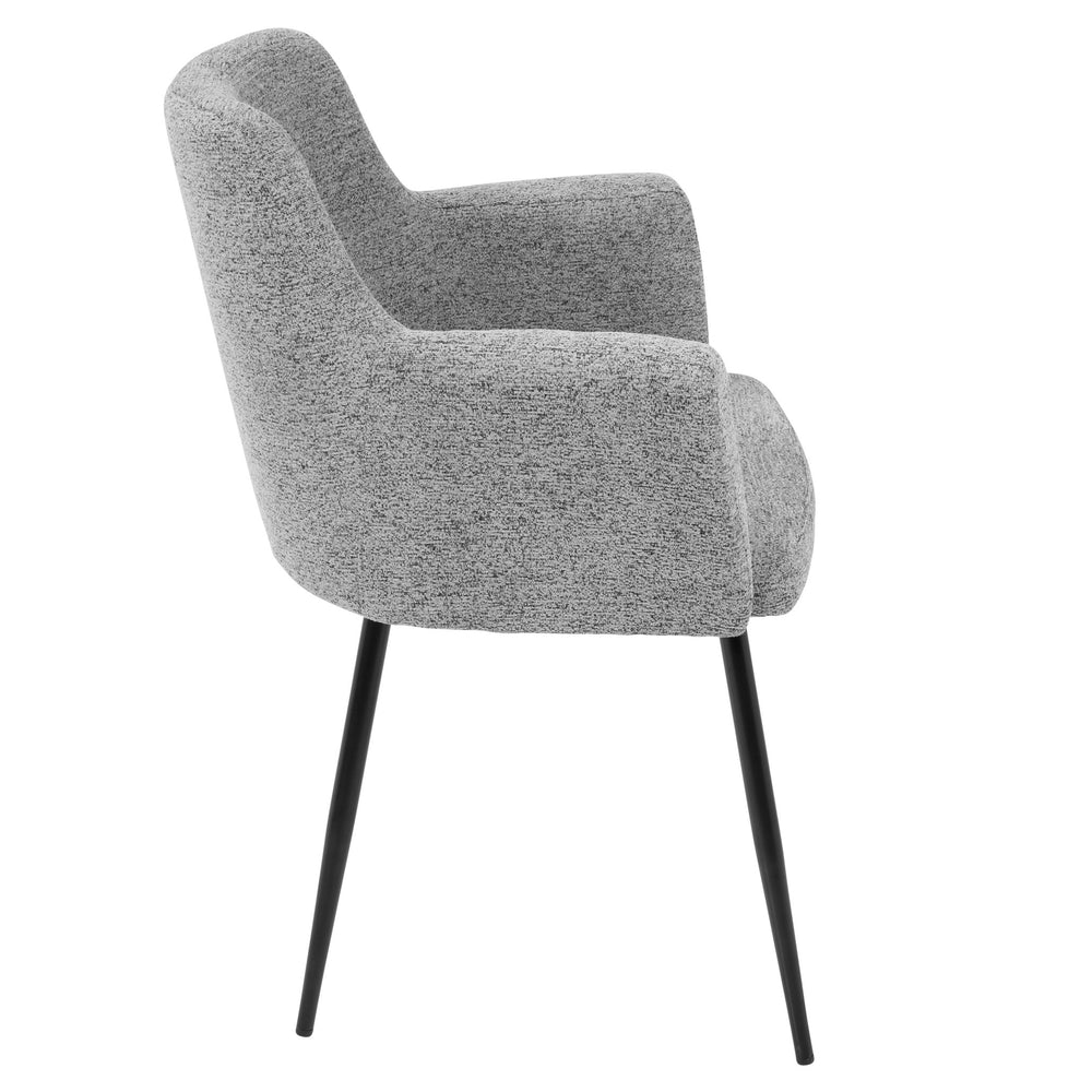 English Elm Andrew Contemporary Dining Accent Chair in Grey Fabric — Plush Upholstery, Tapered Black Legs, Set of 2 B202P223829