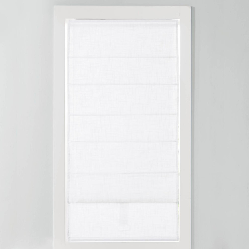 English Elm 1-piece Linen Blend Cordless Roman Shade with Light Filtering Woven Texture for Windows B035P408390