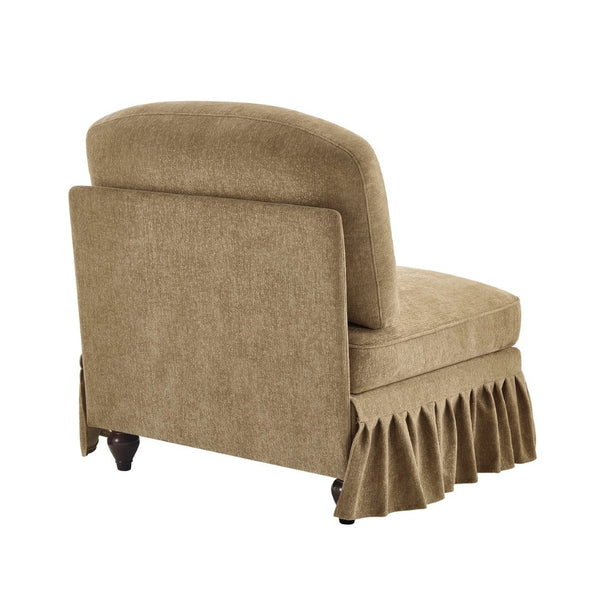 English Elm Armless Chenille Sofa Sculptural Spindle Legs Silver Thread Upholstery Living Room Light Coffee W3041P332623