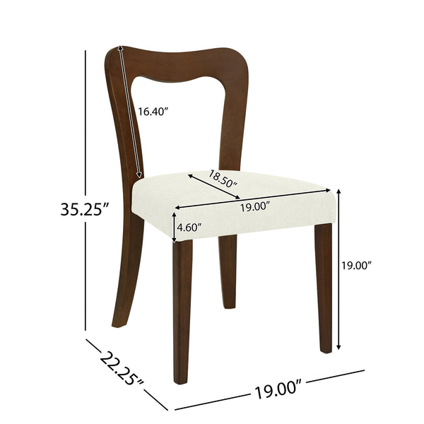 English Elm Christopher Knight Home® - Dining Chair Modern Set of 2 with Rounded Back and Upholstered Seat on Durable Rubberwood Frame Beige,Walnut N771P254007T