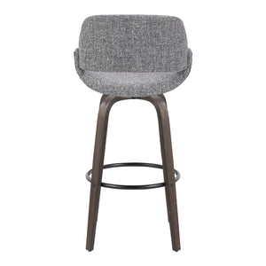 English Elm Fixed-height Swivel Barstools with Fabric Seat and Wood Legs for Kitchen Islands Set of 2 B202S01906