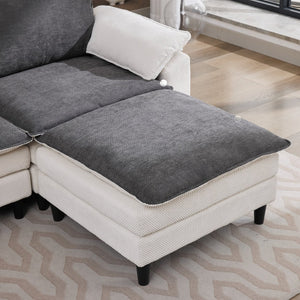 English Elm 70.87" Chenille Modular Cloud Sectional with Ottoman Deep Plush Seating for Living Rooms W5029S00001