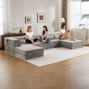 English Elm Compression Modular Floor Sofa Bed - Cozy, No Assembly Needed, Pet-Friendly, Light Grey - Versatile Comfort! W3723S00040