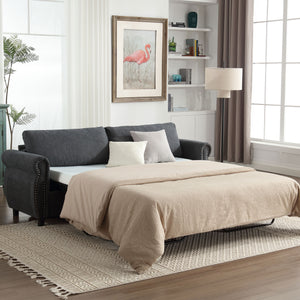 English Elm U_Style Convertible Sofa Bed Sleeper with Thick Foam & Pocket Springs, Space-Saving Dual Use Lounge Gray W2705S00012