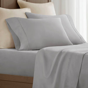 JLA Home Harbor House - Sateen Pillowcase Set crafted from Egyptian cotton 400TC for hotel-quality softness, breathable luxury Grey HHD21-1946